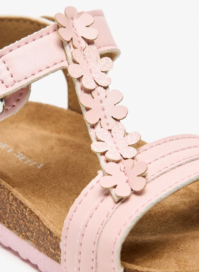 Flora Bella By Shoexpress Applique Detail Sandals with Hook and Loop Closure