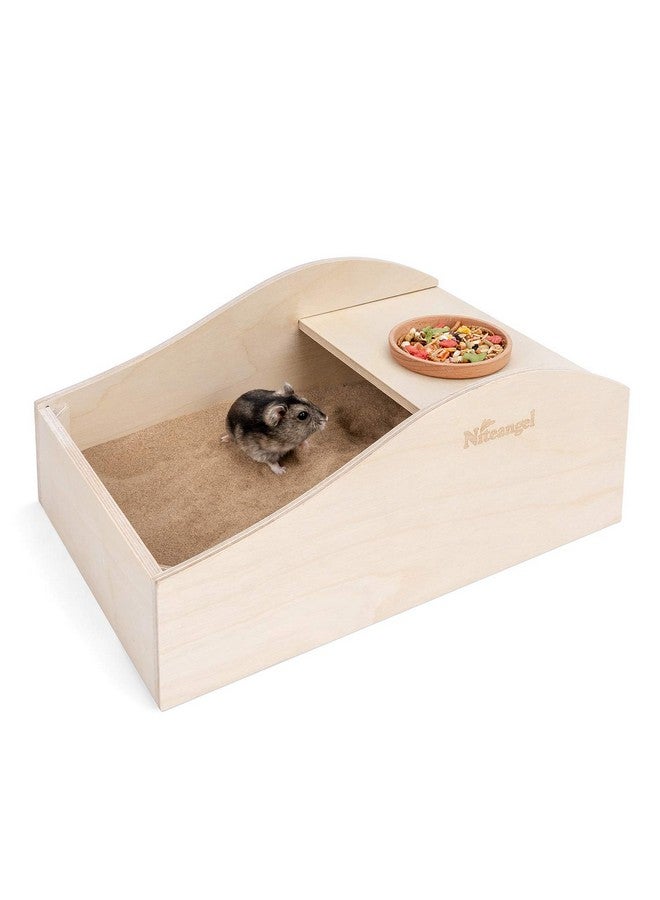 Niteangel Hamster Sand Bath Dust Free Box - Wooden Critter's Shower & Digging Sand Bathtub for Small Animals Like Hamsters Mice Lemming or Gerbils (Medium-11.8-inch L x 7.8-inch W) - Image 1