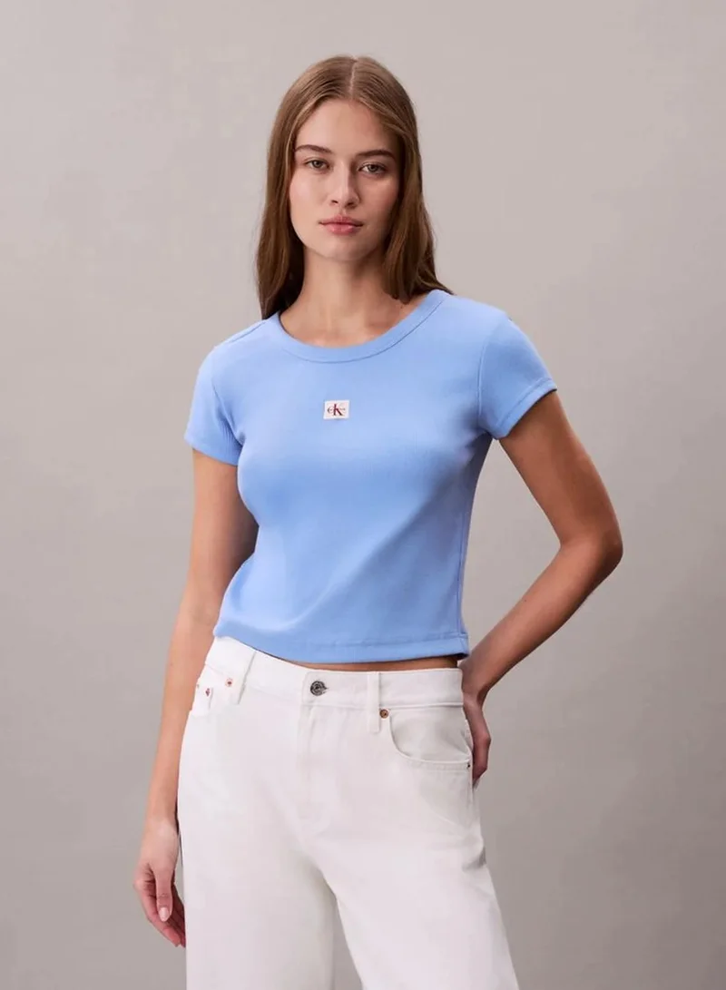 Slim Ribbed Cotton Badge T-Shirt