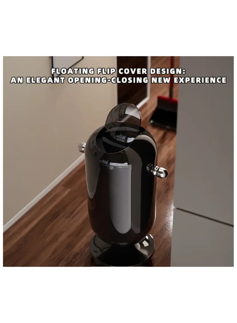 LDQ Large 20L Trash Can with Wheels and Flip-Top Lid – Durable ABS Plastic, Ergonomic Tall Barrel Design – Ideal for Kitchen, Bathroom, Office, Bedroom, and Living Room – Black - Image 2