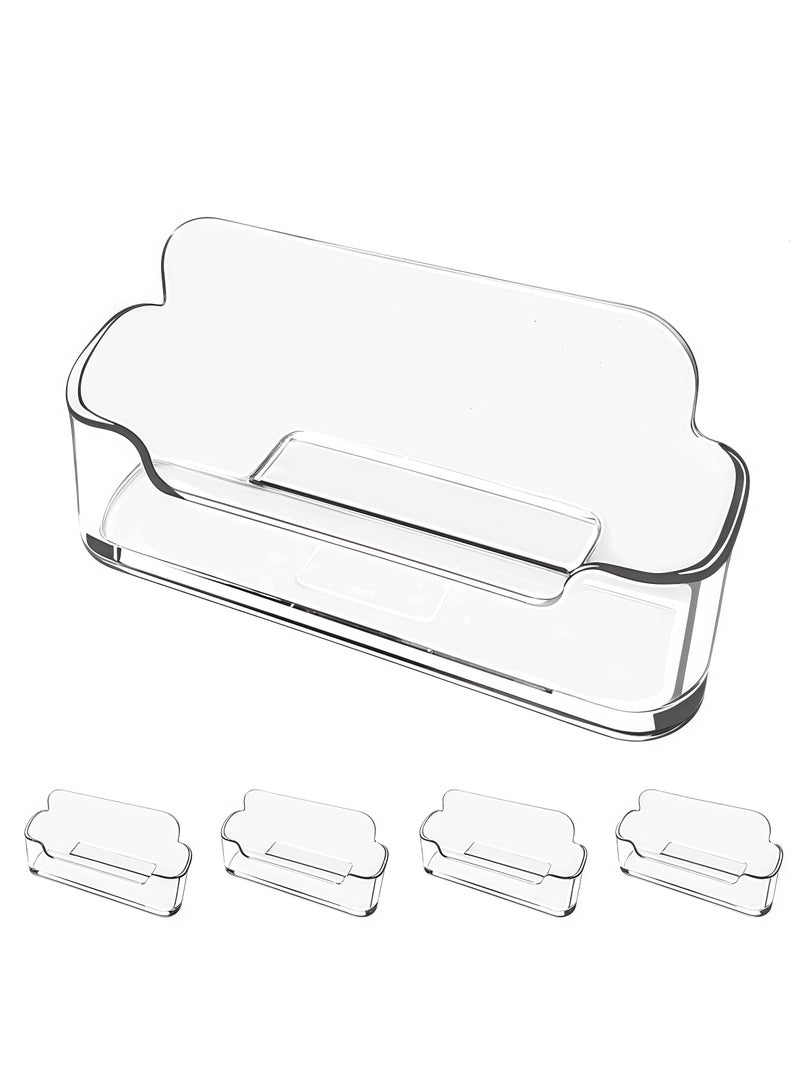 حامل بطاقات عمل بلاستيكي شفاف مكون من 4 قطع، حامل عرض بطاقات عمل أكريليك للمكتب - Image 1