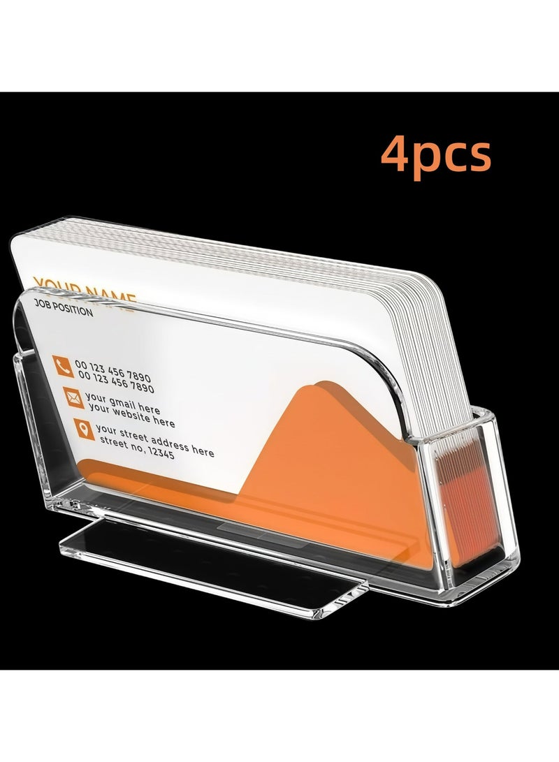 4-pack clear plastic business card holder, acrylic business card display stand for desk business card holder - Image 1