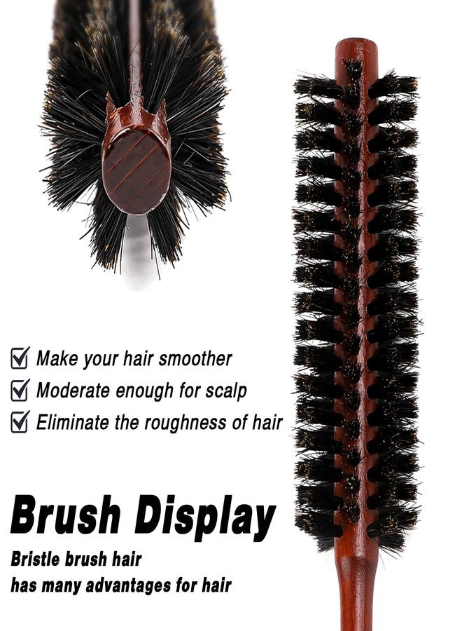 Sliverdew Small Round Hair Brush for Thin or Short Hair, Natural Boar Bristle Hair Brush with Wooden Handle Mini Volumizing Roller Hairbrush for Women & Men Fine Hair Drying, Styling, Curling,Restore Hair Shine - Image 4