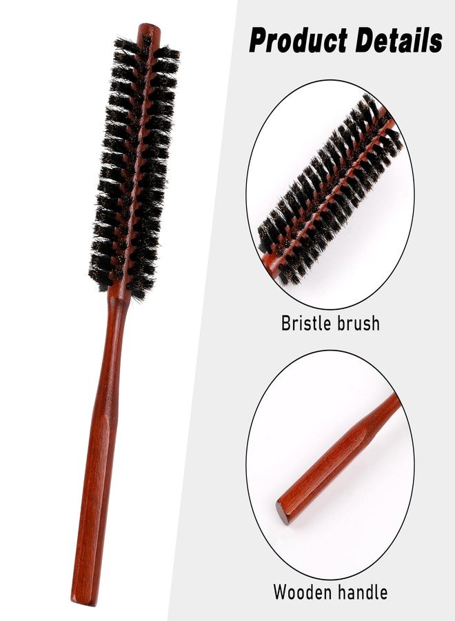 Sliverdew Small Round Hair Brush for Thin or Short Hair, Natural Boar Bristle Hair Brush with Wooden Handle Mini Volumizing Roller Hairbrush for Women & Men Fine Hair Drying, Styling, Curling,Restore Hair Shine - Image 3