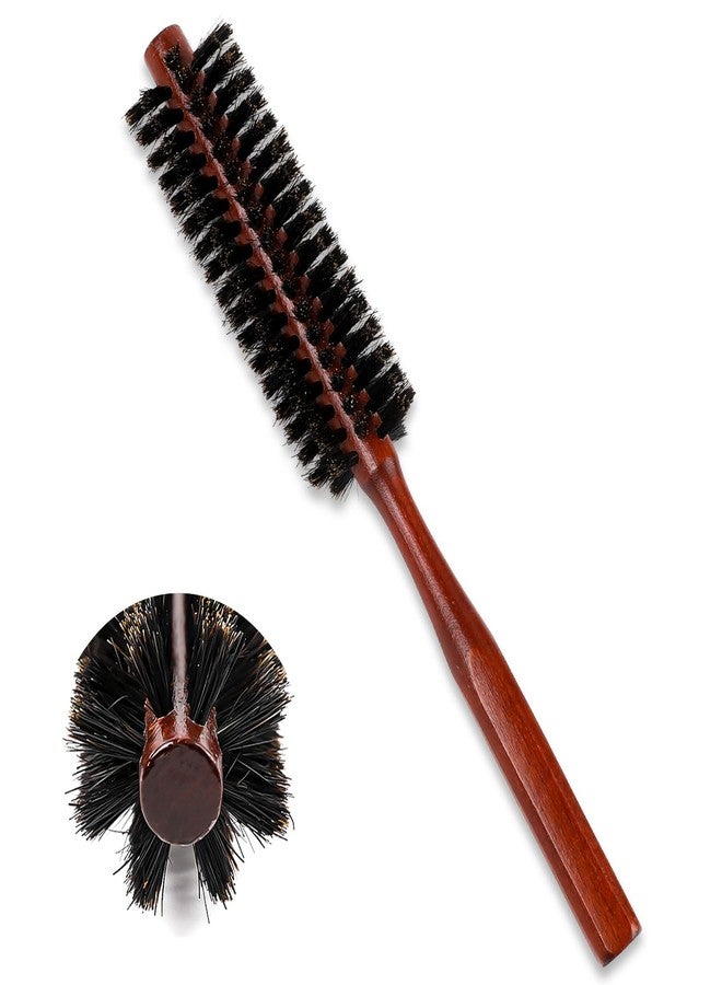 Sliverdew Small Round Hair Brush for Thin or Short Hair, Natural Boar Bristle Hair Brush with Wooden Handle Mini Volumizing Roller Hairbrush for Women & Men Fine Hair Drying, Styling, Curling,Restore Hair Shine - Image 1