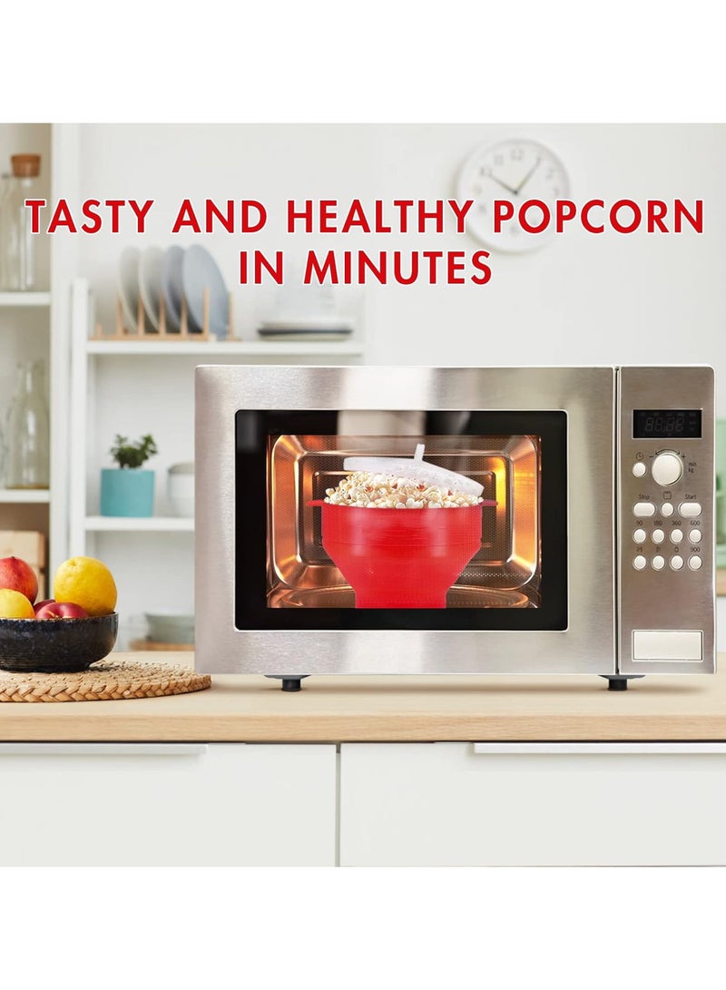 KIIUMI Silicone Microwave Popcorn Bowl Popper with Lid for Home Makers Handles Collapsible Bowl - Image 2