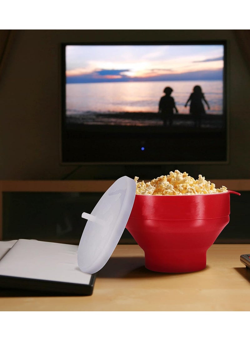 KIIUMI Silicone Microwave Popcorn Bowl Popper with Lid for Home Makers Handles Collapsible Bowl - Image 3