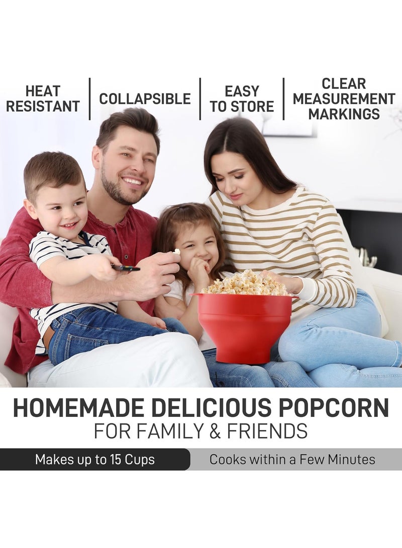 KIIUMI Silicone Microwave Popcorn Bowl Popper with Lid for Home Makers Handles Collapsible Bowl - Image 4