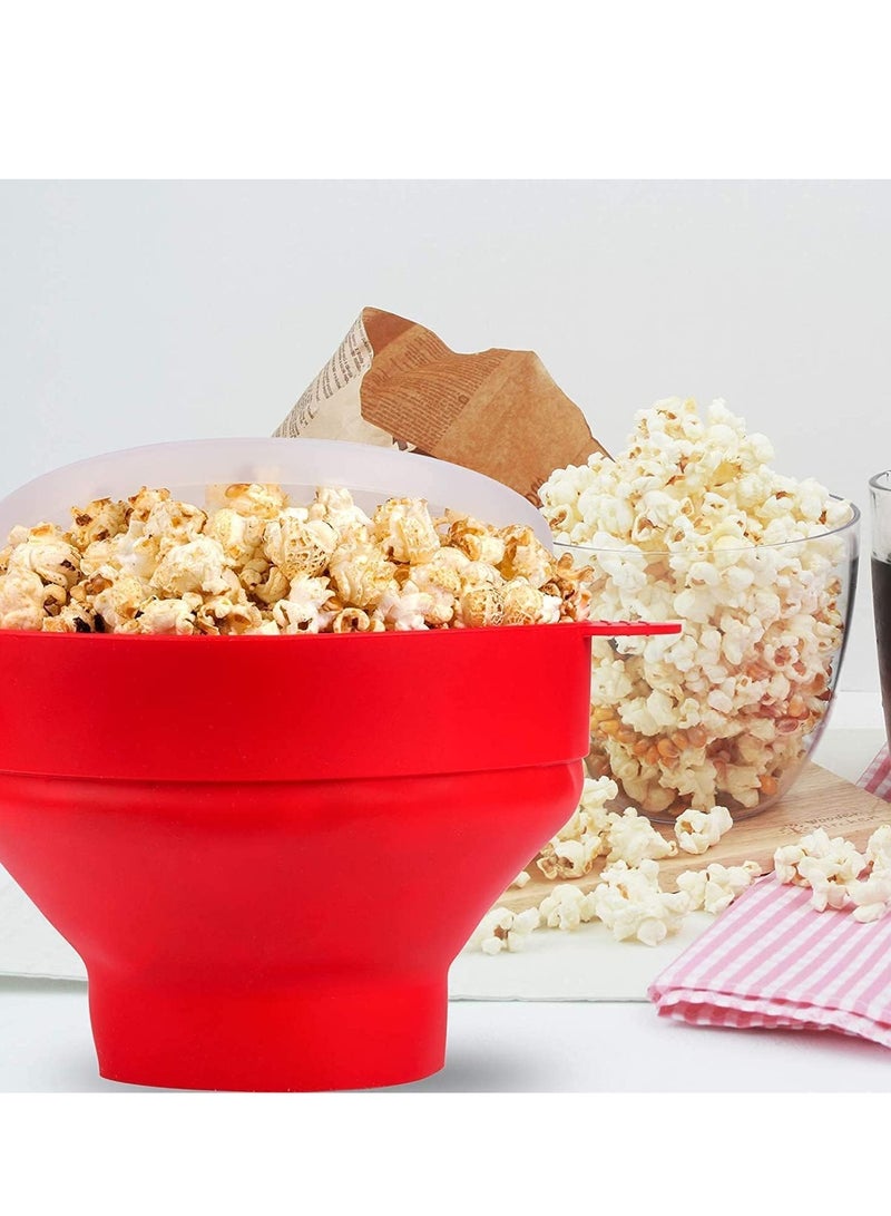 KIIUMI Silicone Microwave Popcorn Bowl Popper with Lid for Home Makers Handles Collapsible Bowl - Image 5
