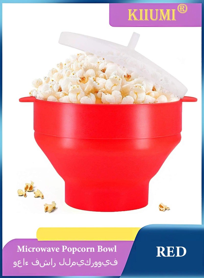 KIIUMI Silicone Microwave Popcorn Bowl Popper with Lid for Home Makers Handles Collapsible Bowl - Image 1