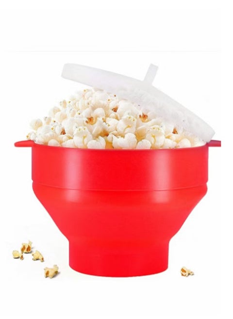 Silicone Microwave Popcorn Bowl Popper with Lid for Home Makers Handles Collapsible Bowl