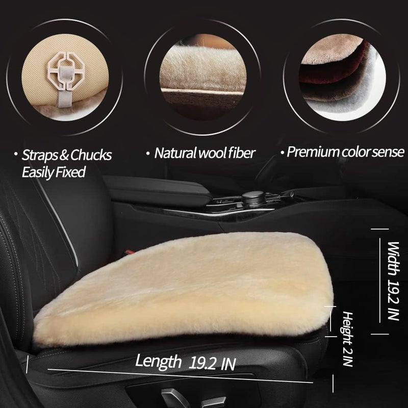 LLB Genuine Sheepskin Car Seat Cushion Seat Covers for Cars Trucks SUV Comfort Seat Protector Pad for Car Driver Seat Car Accessories for Women Office Chair Car Decor (Pearl, Front Seat Cushion-1 Pc) - Image 3