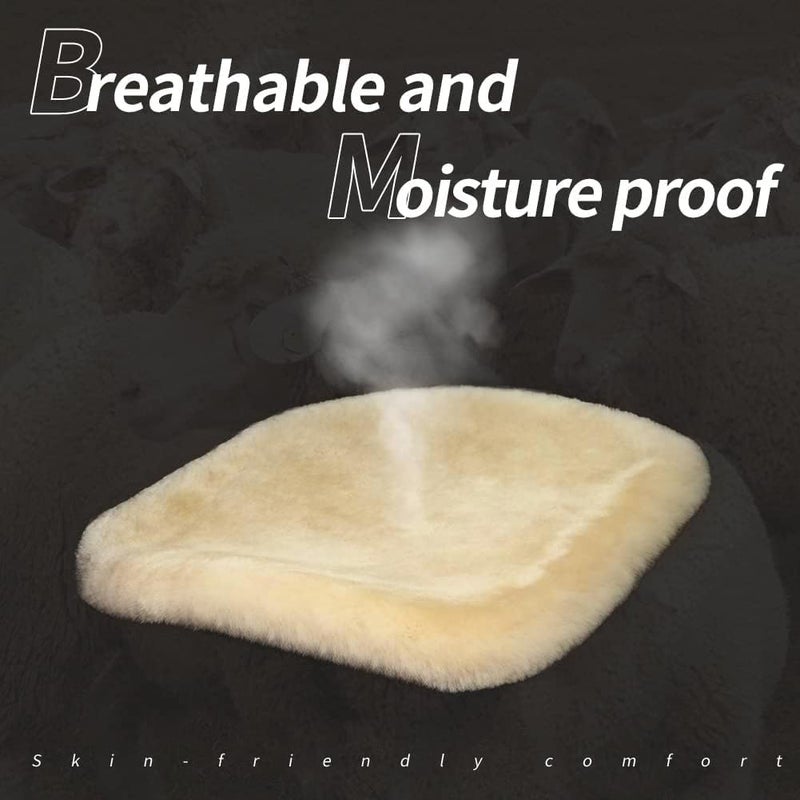 LLB Genuine Sheepskin Car Seat Cushion Seat Covers for Cars Trucks SUV Comfort Seat Protector Pad for Car Driver Seat Car Accessories for Women Office Chair Car Decor (Pearl, Front Seat Cushion-1 Pc) - Image 4