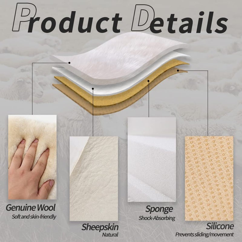 LLB Genuine Sheepskin Car Seat Cushion Seat Covers for Cars Trucks SUV Comfort Seat Protector Pad for Car Driver Seat Car Accessories for Women Office Chair Car Decor (Pearl, Front Seat Cushion-1 Pc) - Image 2