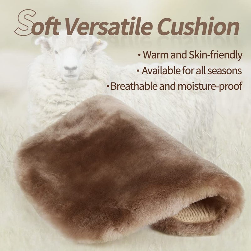 LLB Genuine Sheepskin Car Seat Cushion Seat Covers for Cars Trucks SUV Comfort Seat Protector Pad for Car Driver Seat Car Accessories for Women Office Chair Car Decor (Pearl, Front Seat Cushion-1 Pc) - Image 5