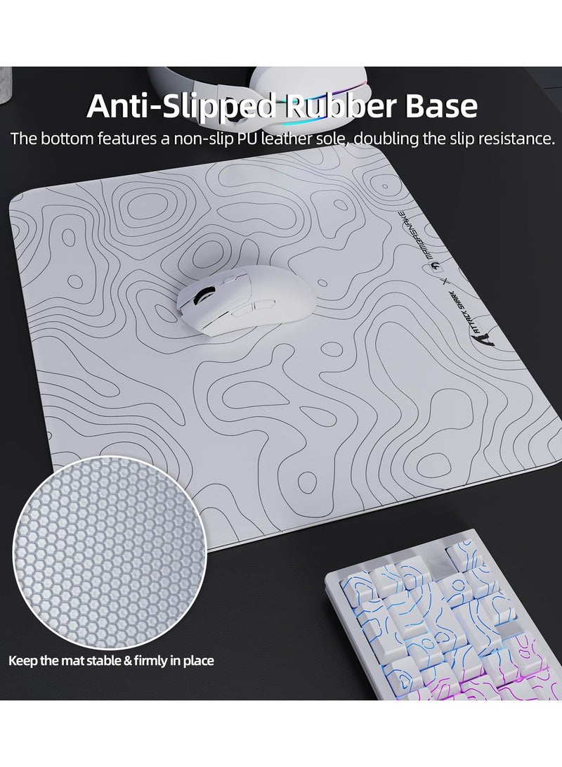 Attack Shark CM05 Glass Gaming Mousepad, Contour Nano-Micro-Etched Texture, Smooth Glass Surface, High Accuracy, Fast-Moving, Anti-Scratch, PU Leather Super Non-Slip Base,Large Size(450×400mm),White - Image 4