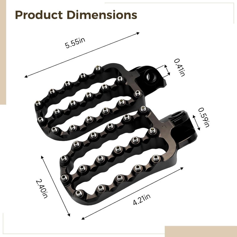Dirt Foot Pegs with Adjustable Screws, Black, Aluminum Alloy, for Adv Motorcycles 690 790 990 1290, Wide Large Platform to Enhance Control - Image 4
