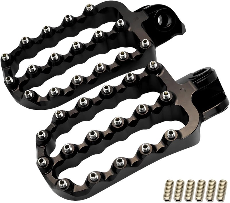 Dirt Foot Pegs with Adjustable Screws, Black, Aluminum Alloy, for Adv Motorcycles 690 790 990 1290, Wide Large Platform to Enhance Control - Image 1