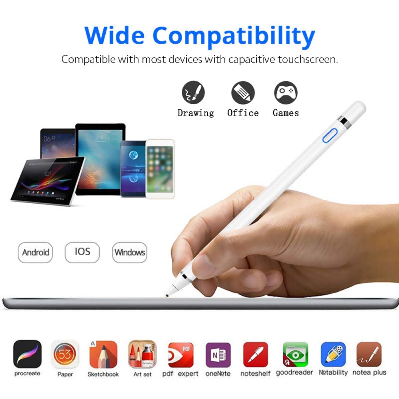 Stylus Pen: Blue Elastic Fine Tip, Sensitive & Precise - Auto Shutdown USB Charging, Wide Compatibility for iOS Android Windows Touchscreen Devices - Image 4