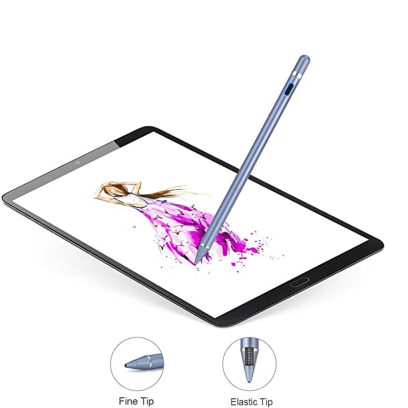 Stylus Pen: Blue Elastic Fine Tip, Sensitive & Precise - Auto Shutdown USB Charging, Wide Compatibility for iOS Android Windows Touchscreen Devices - Image 2