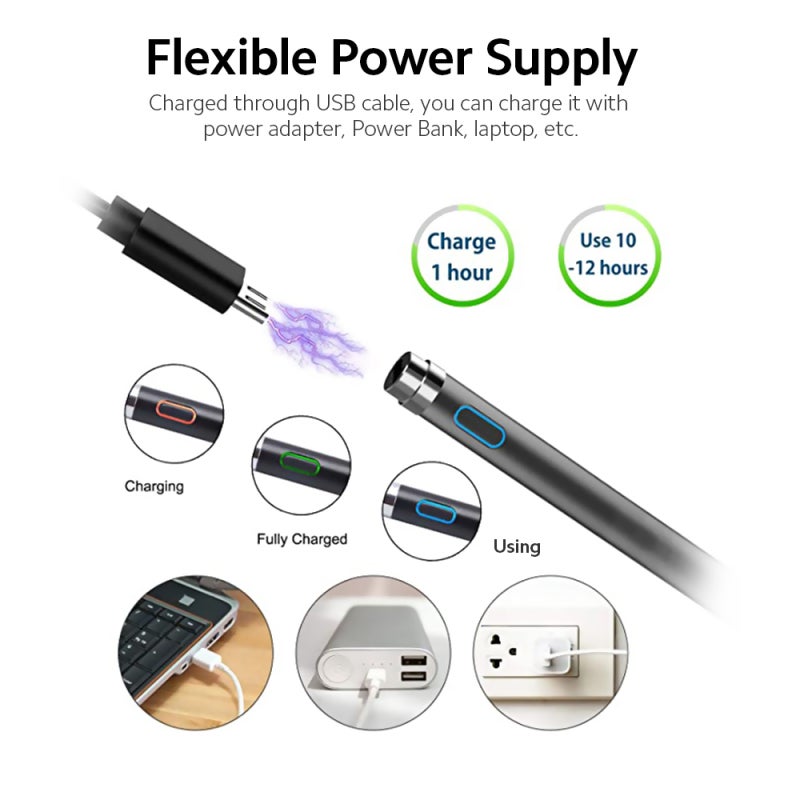Stylus Pen: Blue Elastic Fine Tip, Sensitive & Precise - Auto Shutdown USB Charging, Wide Compatibility for iOS Android Windows Touchscreen Devices - Image 5