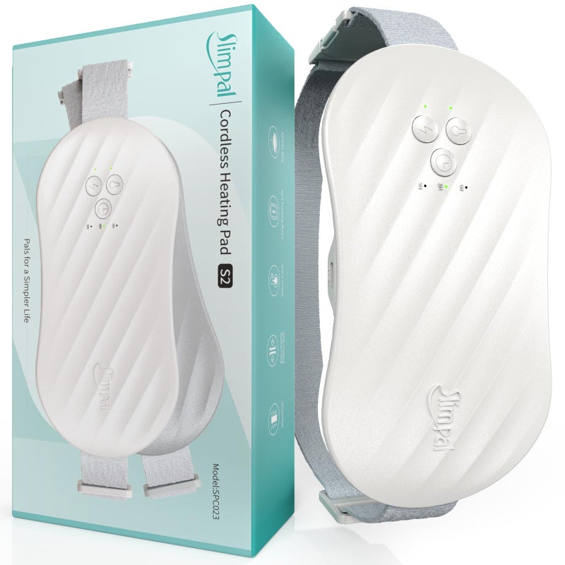 Slimpal Heating Pad for Period Cramps FSA HSA Eligible Portable Heat Pad for Menstrual Pain Relief Electric Cordless Heating Belt for Back Belly Stomach Gifts for Her Women Girl Wife White
