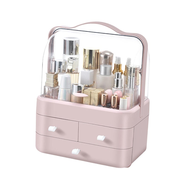 MelodySusie Makeup, Skincare Organizers Box Waterproof&Dustproof, Storage for Vanity with Lid and Drawers, Cosmetic Display Cases for Countertop, Bathroom(White-L). - Image 1