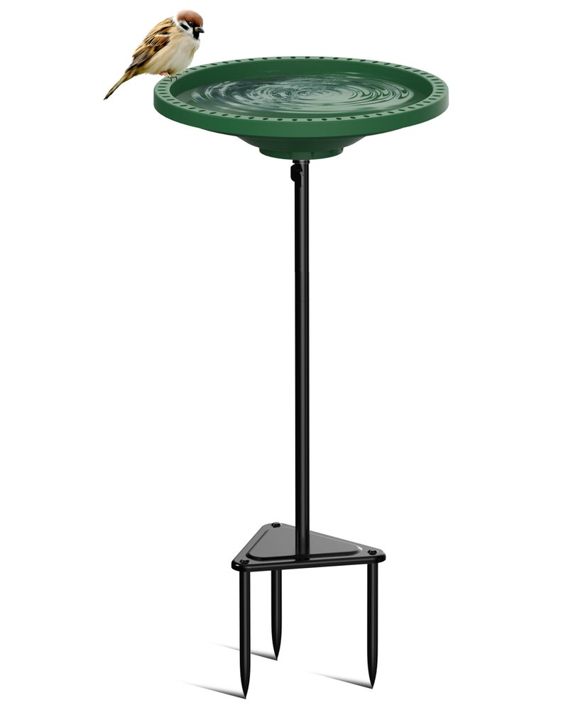 Kesito Bird Baths for Outdoors, Detachable Birdbaths for The Garden Clearance, Freestanding Bird Baths for Outdoors Heavy Duty, Bird Bath Bowl Spa & Birdfeeder with Metal Stake Stand, Circle Shape (Green) - Image 1