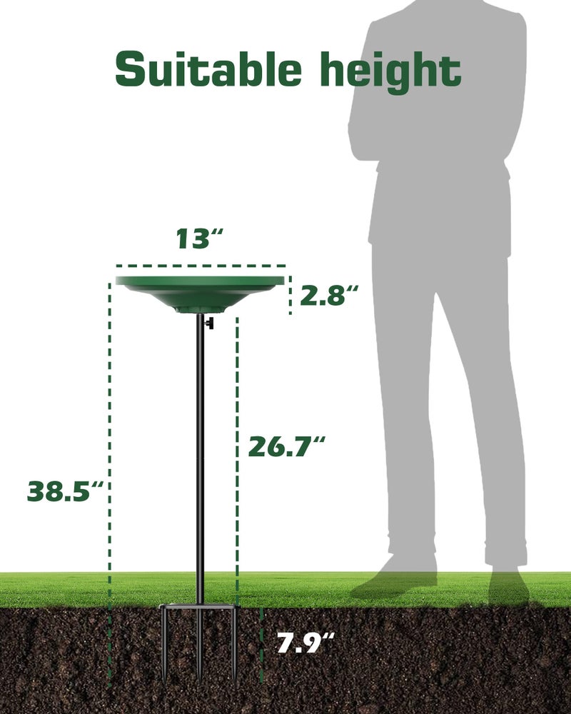 Kesito Bird Baths for Outdoors, Detachable Birdbaths for The Garden Clearance, Freestanding Bird Baths for Outdoors Heavy Duty, Bird Bath Bowl Spa & Birdfeeder with Metal Stake Stand, Circle Shape (Green) - Image 3