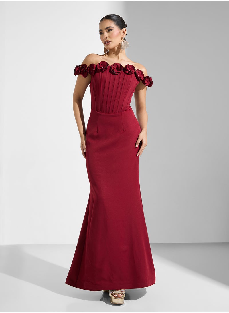 Namshi x Bandeau Corset Bodice Dress With Crosage Detail  - Image 1