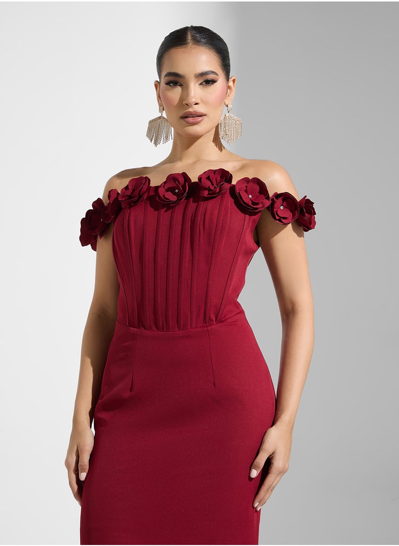 Namshi x Bandeau Corset Bodice Dress With Crosage Detail  - Image 3