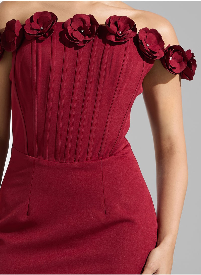 Namshi x Bandeau Corset Bodice Dress With Crosage Detail  - Image 4