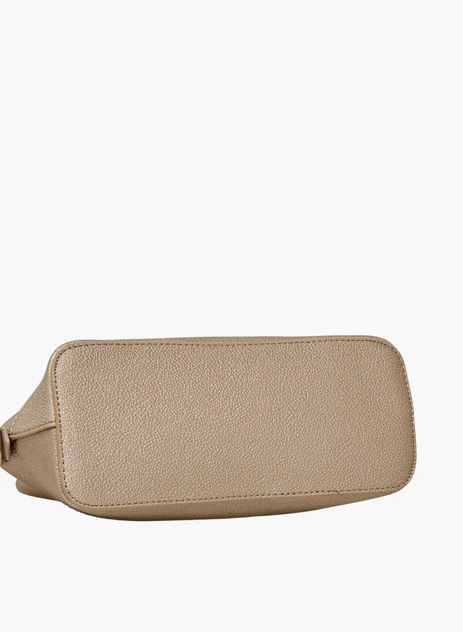 Flora Bella By Shoexpress GOLD Textured Crossbody Bag with Detachable Strap and Zip Closure for Women | Best Price UAE