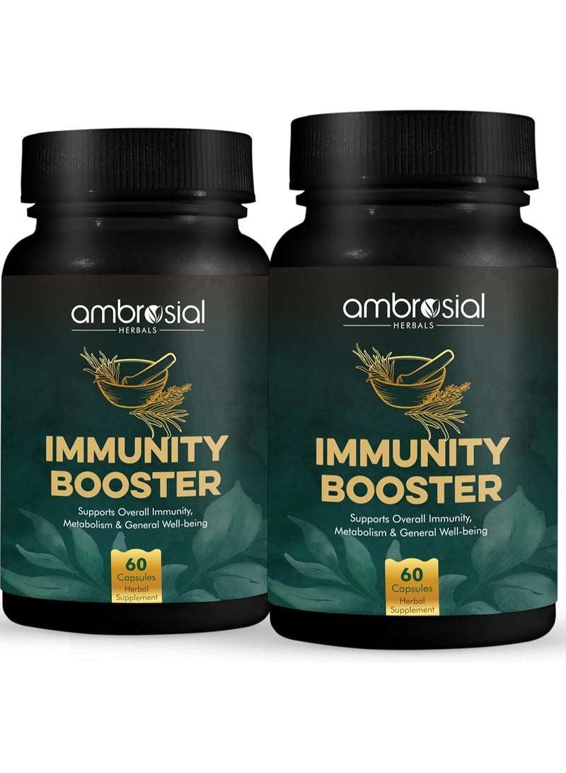 Herbal Immunity Booster With Blend of 6 Natural Herbs- Amla, Ashwagandha, Giloy, Turmeric, Black Pepper And Licorice Pack of 2-120 Capsules