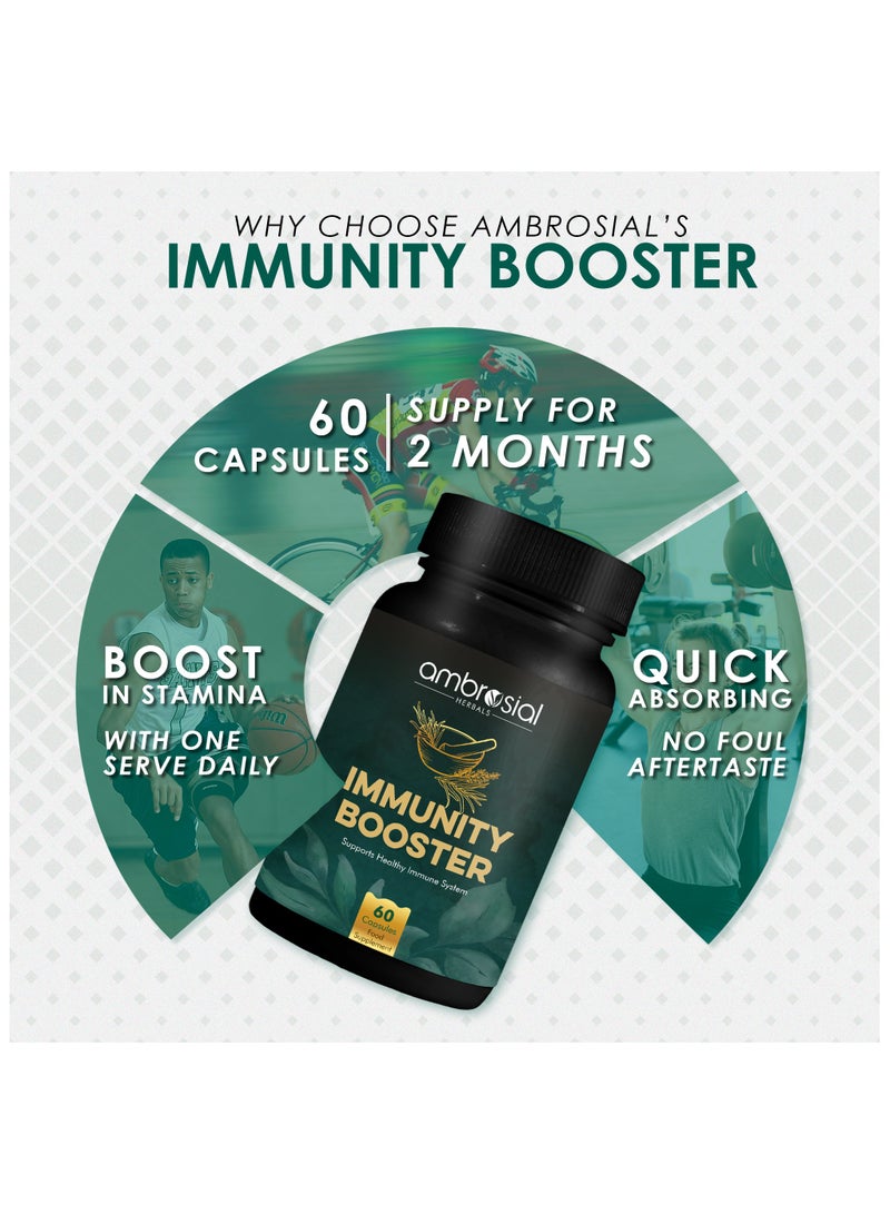 Herbal Immunity Booster With Blend of 6 Natural Herbs- Amla, Ashwagandha, Giloy, Turmeric, Black Pepper And Licorice Pack of 2-120 Capsules