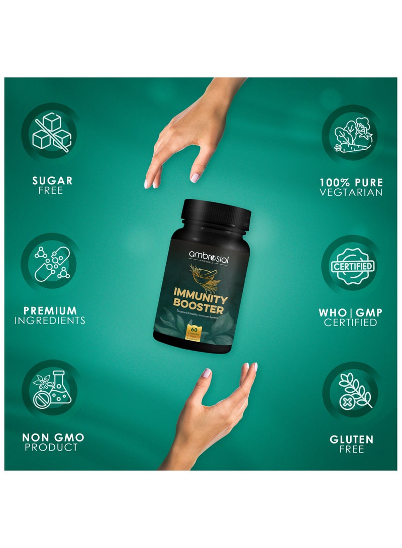 Herbal Immunity Booster With Blend of 6 Natural Herbs- Amla, Ashwagandha, Giloy, Turmeric, Black Pepper And Licorice Pack of 2-120 Capsules