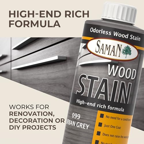 SamaN Interior Water Based Wood Stain - Natural Stain for Furniture, Moldings, Wood Paneling, Cabinets (Urban Grey TEW-099-12, 12 oz) - Image 2