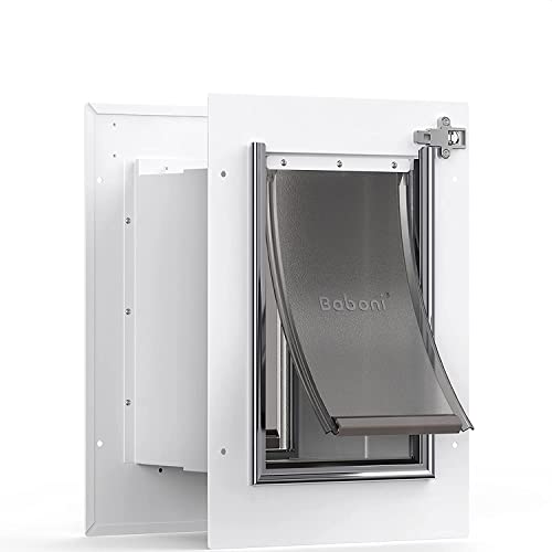 Baboni Pet Door for Wall, Steel Frame and Telescoping Tunnel, Aluminum Lock, Double Flap Dog Door and Cat Door, Strong and Durable (Pets Up to 12 Lb) -Small - Image 1