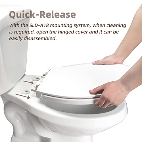 CcBello Elongated Toilet Seat, Slow Close Quick-Release Hinges, Heavy Duty Soft Close, Oval(Oblong) Toilet Seat For Elongated Toilets, Quiet-Close Lid And Seat, Easy To Install And Clean, Never Loosen, White - Image 2