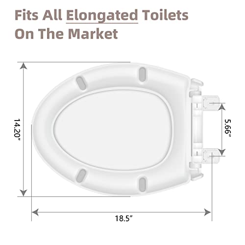 CcBello Elongated Toilet Seat, Slow Close Quick-Release Hinges, Heavy Duty Soft Close, Oval(Oblong) Toilet Seat For Elongated Toilets, Quiet-Close Lid And Seat, Easy To Install And Clean, Never Loosen, White - Image 5