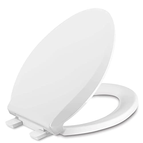 CcBello Elongated Toilet Seat, Slow Close Quick-Release Hinges, Heavy Duty Soft Close, Oval(Oblong) Toilet Seat For Elongated Toilets, Quiet-Close Lid And Seat, Easy To Install And Clean, Never Loosen, White - Image 1