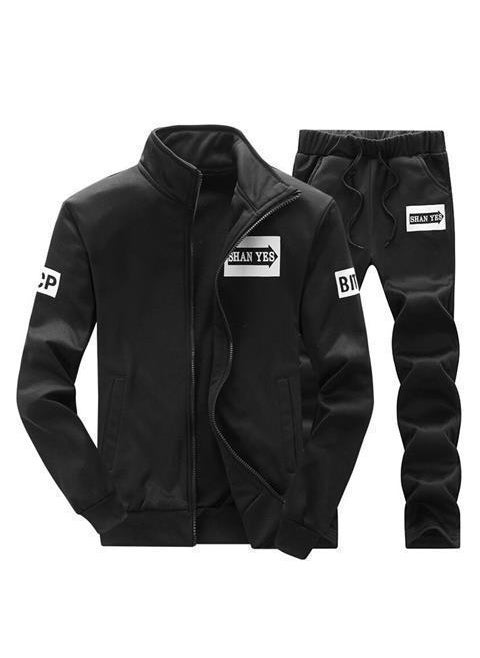 Generic - Mens Casual Track Suit Spring Autumn New Black D75 - Image 1