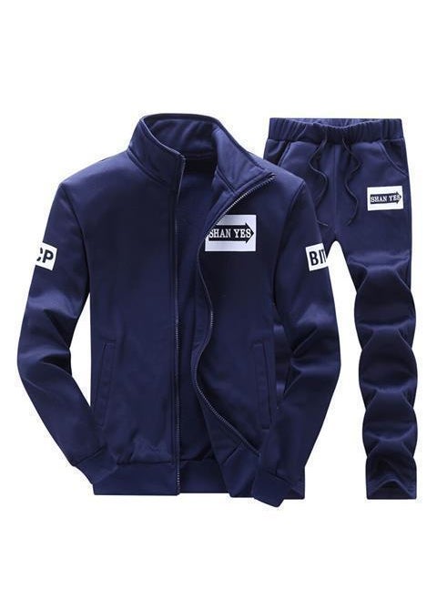 Generic - Mens Casual Track Suit Spring Autumn New Black D75 - Image 1