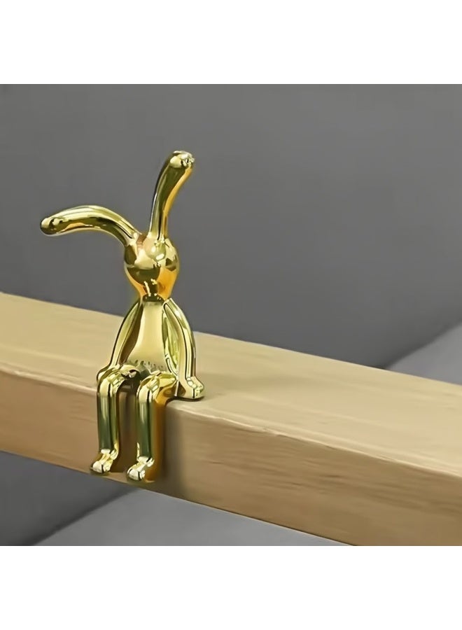 Decorative Rabbit Figurine Combo Set Gold Hanging Leg Bunny and Silver Sitting Bunny Car Dashboard Decor Automotive Interior Ornament Shelf Edge Tabletop Home Office Desk Resin Metallic Finish Mini Showpiece Gift Item - Image 2