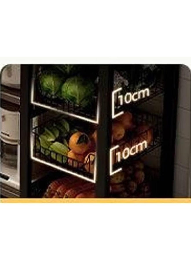 NKX Kitchen Rack Multifunctional Vegetable Basket Vegetable Cutting Table Microwave Pot Organiser Sideboard Walnut Brown 80*35*100cm - Image 4