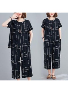 Fashion Set Women's Korean-style Loose Western Style Women's Clothing Chubby Girl Short-sleeved Summer Casual Two-piece Fashionable Set