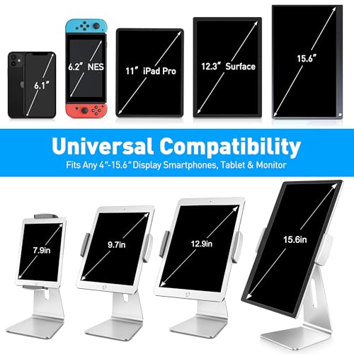 AboveTEK Elegant Tablet Stand Aluminum iPad Stand Holder Desktop Kiosk POS Stands for 7156 inch iPadPortable Monitor Tablet Mount for Showcase Office Reception Countertop - Image 3