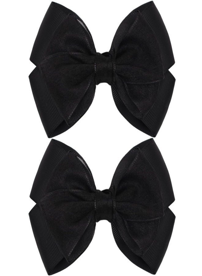 Zolyco Big 4.5 Inch Organza Double Hair Bow Clips - Lined Boutique Alligator Hairpin for Baby Girls, Toddlers, and Little Teens - Kids Barrettes Set of 2 Stylish - Image 1