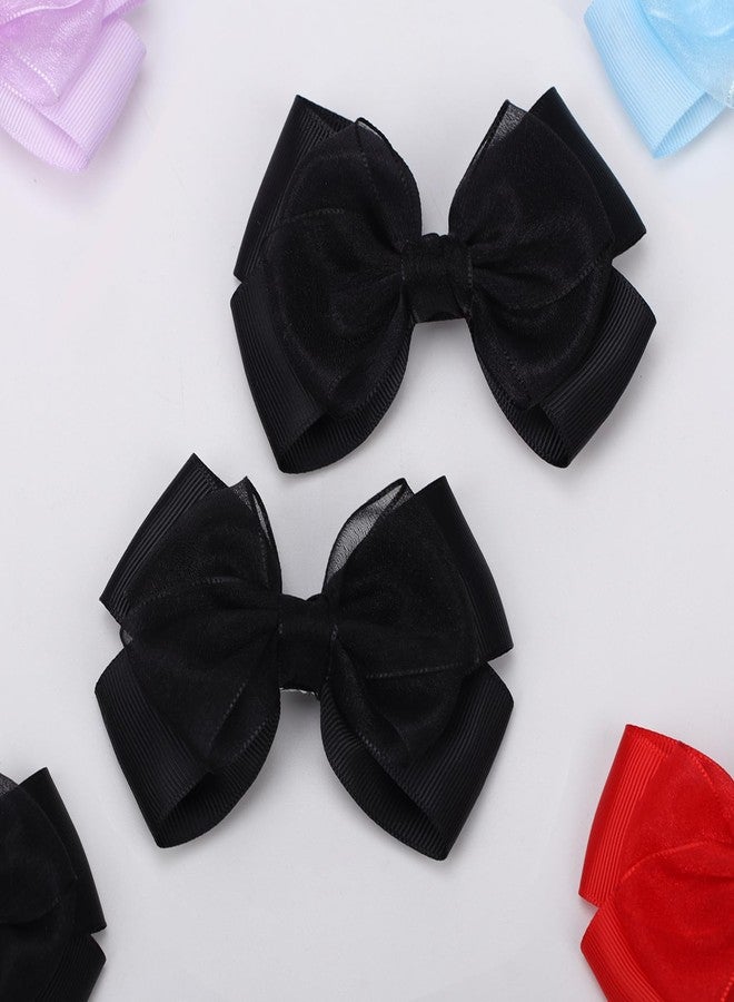Zolyco Big 4.5 Inch Organza Double Hair Bow Clips - Lined Boutique Alligator Hairpin for Baby Girls, Toddlers, and Little Teens - Kids Barrettes Set of 2 Stylish - Image 5