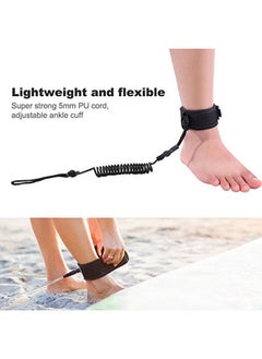 Dilwe Surfboard Leash, Soft Elastic Surfing Coiled Leash Coiled Spring Leg Foot Rope For Surfboard Body Board 5Ft (Black)  - Image 4